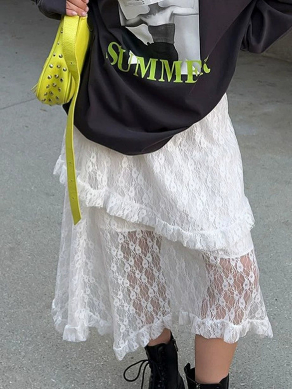 Forever 21 White Lace High Waist Midi Skirt Summer